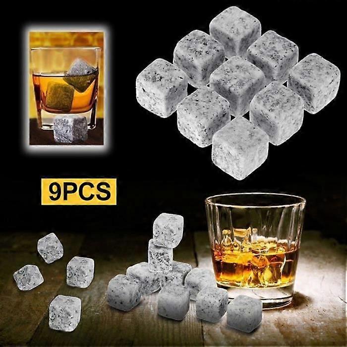 Reusable whiskey stones - Unspecified - 9 pieces - Natural stone - Rounded edges - Washable