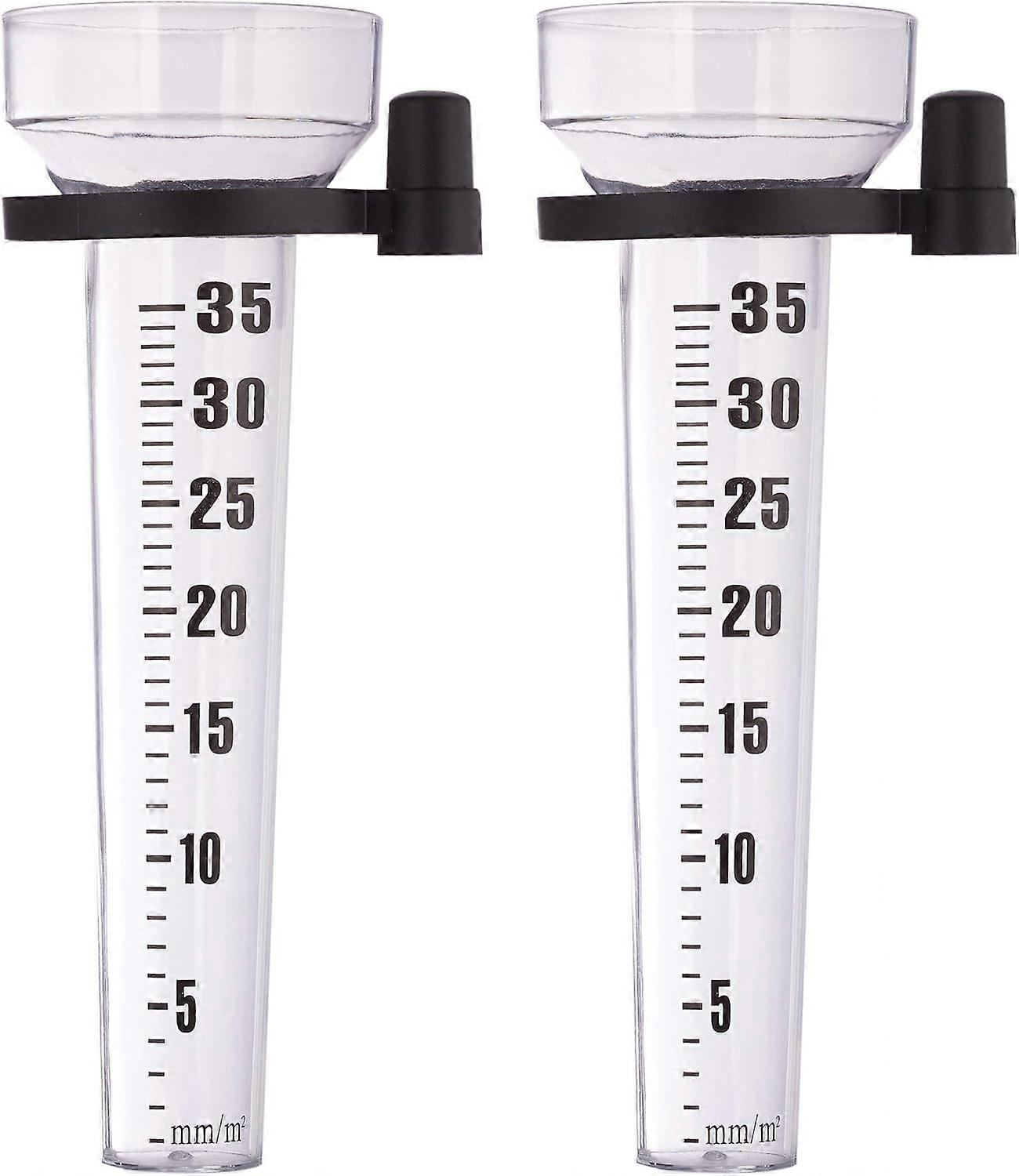 Transparent Set of 2 Rain Gauges, Fixing, Meter for the Garden, Large Display, 35 mm/m², Plastic, 2er Pack 10025387