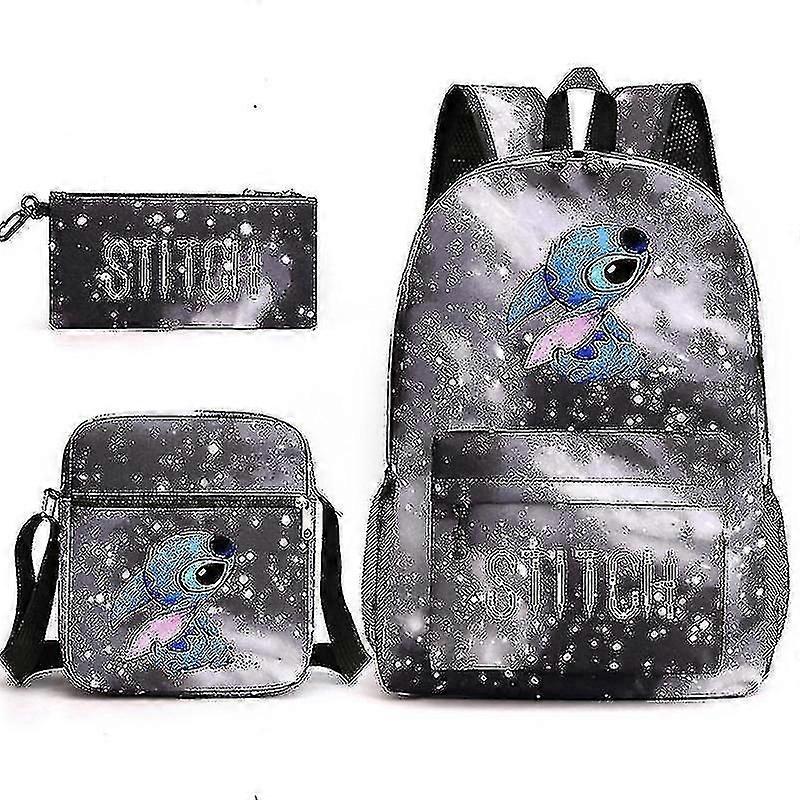Lilo Dikiş Sırt Çantası Üç Parçalı Set Okul Çantası Erkek Kız Çocuk Gift_m