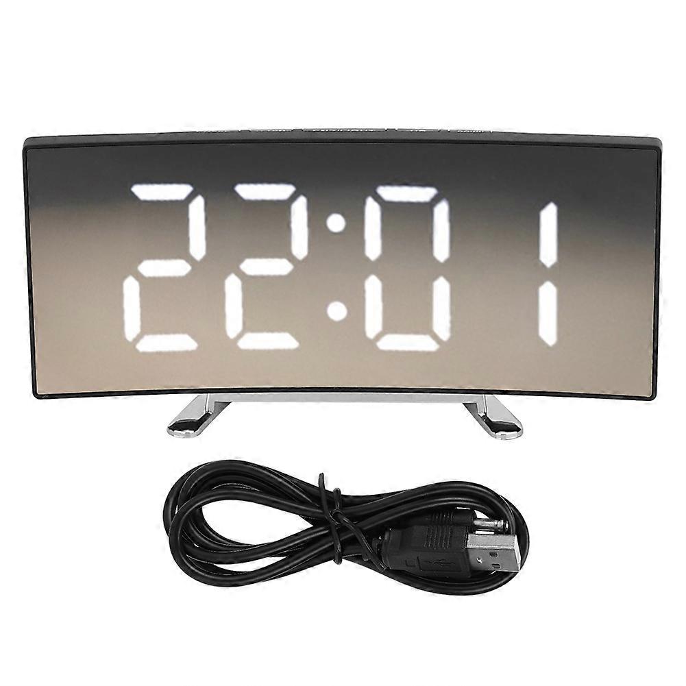 Household Modern Electronic Alarm Clock Mirror Alarm Clock With LED Display Large Screen White Number Display Silent