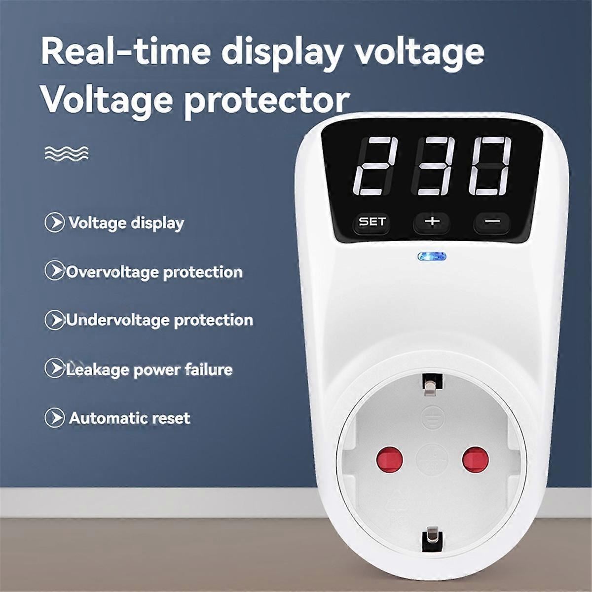 LED Display Voltage Protector Socket AC 230V Adjustable 16A Power Protector Socket with Automatic R