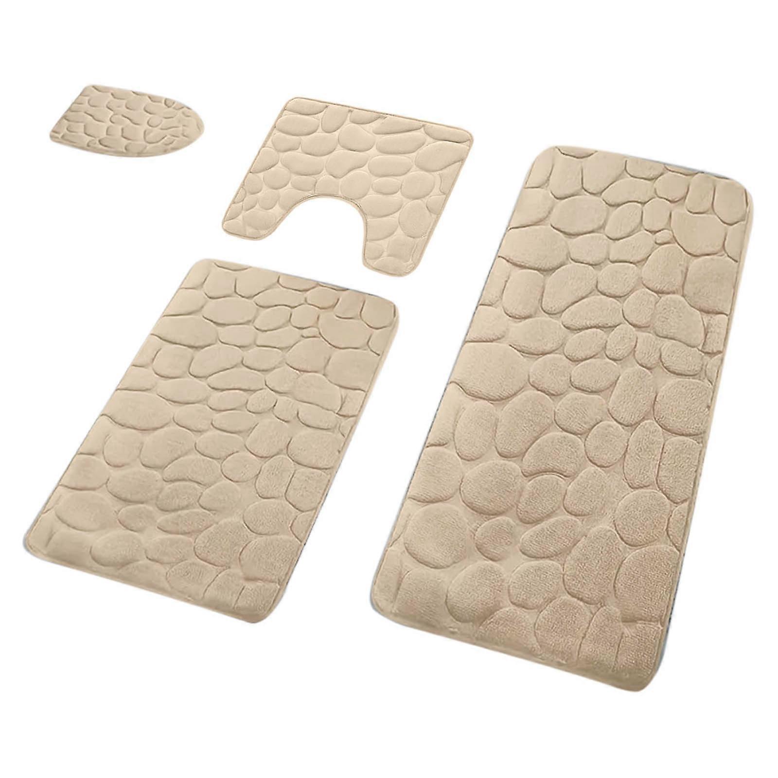 Bathroom Rug Set Of 4Memory Foam Bath Mat Toilet Mat Soft Absorbent Thick Rug Non-Slip Backing Universal Machine Washable