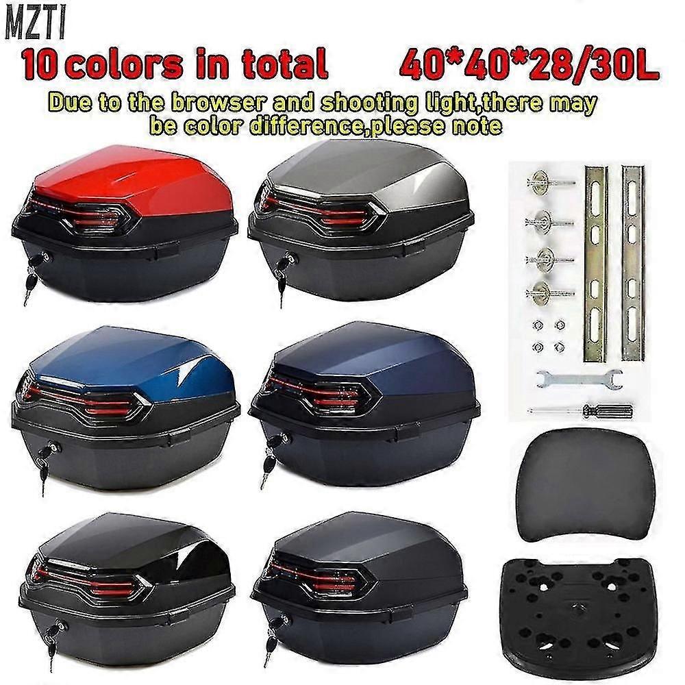Motorcycle Travel Trunk Scooter Trunk Luggage Top Lock Storage Box with Soft Backrest and Quick Rele