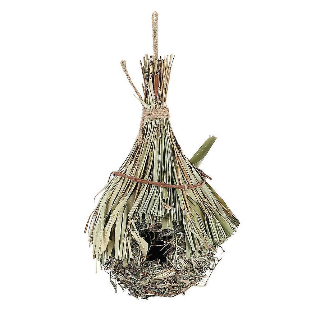 Handwoven Bamboo Leaf Bird Nest Hanging Parrot Roosting House for Outdoor Garden Decor and Pet Comfort