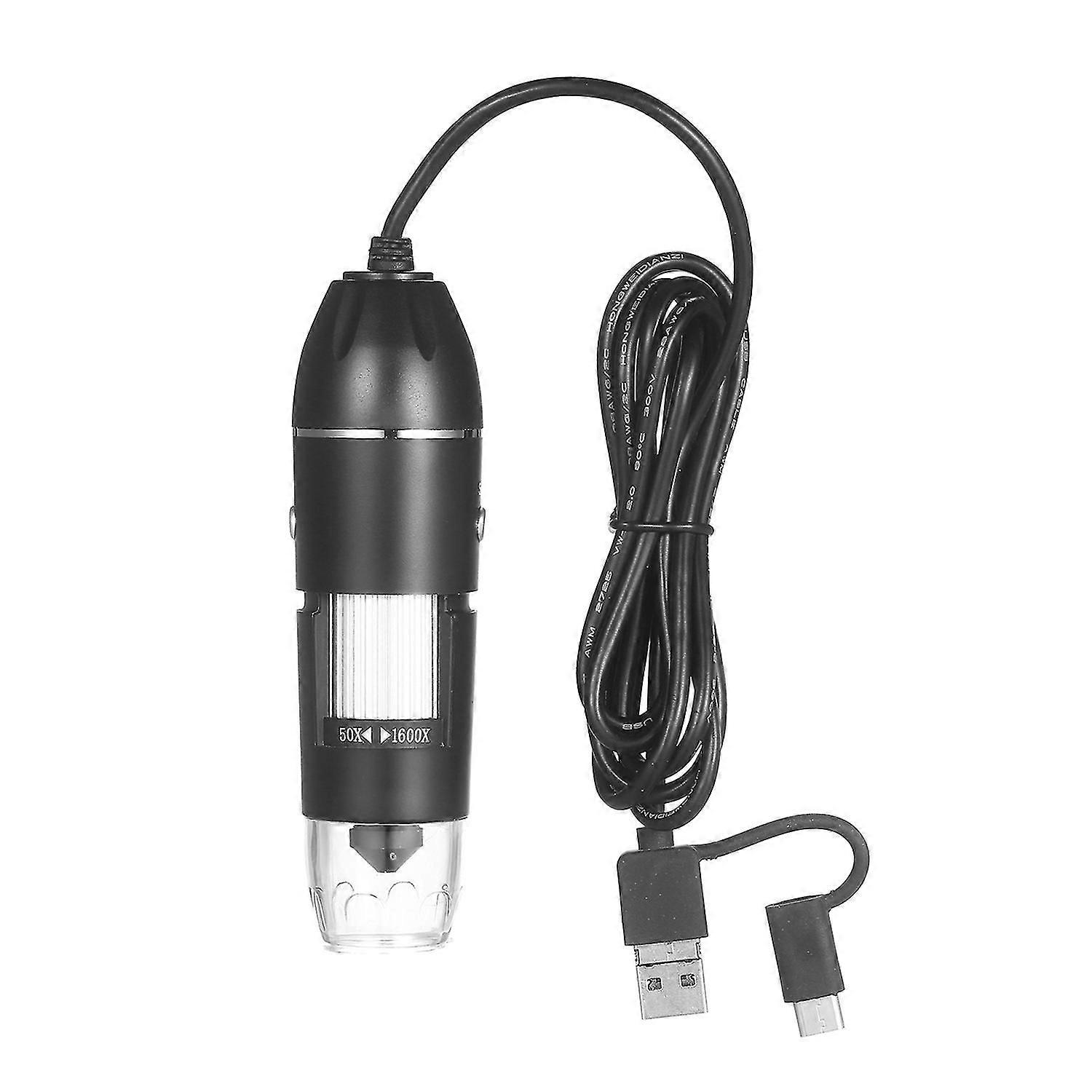 USB Digital Zoom Microscope Magnifier with OTG Function 8-LED Light Magnifying Glass 1600X Magnifica