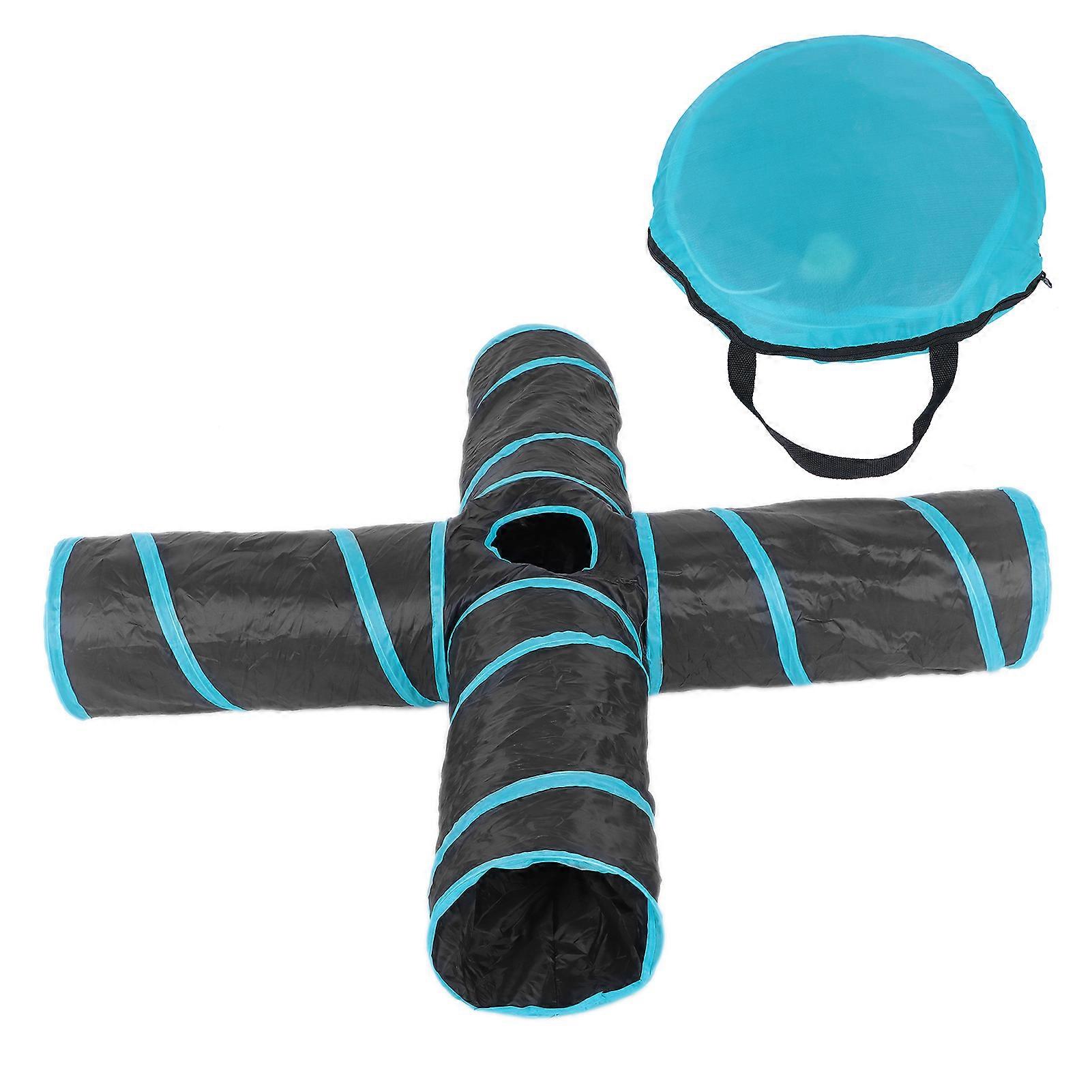 Collapsible 4-Way Pet Play Tunnel for Cats and Dogs, Lightweight Portable Design, Durable Fabric, Multi-Color Options
