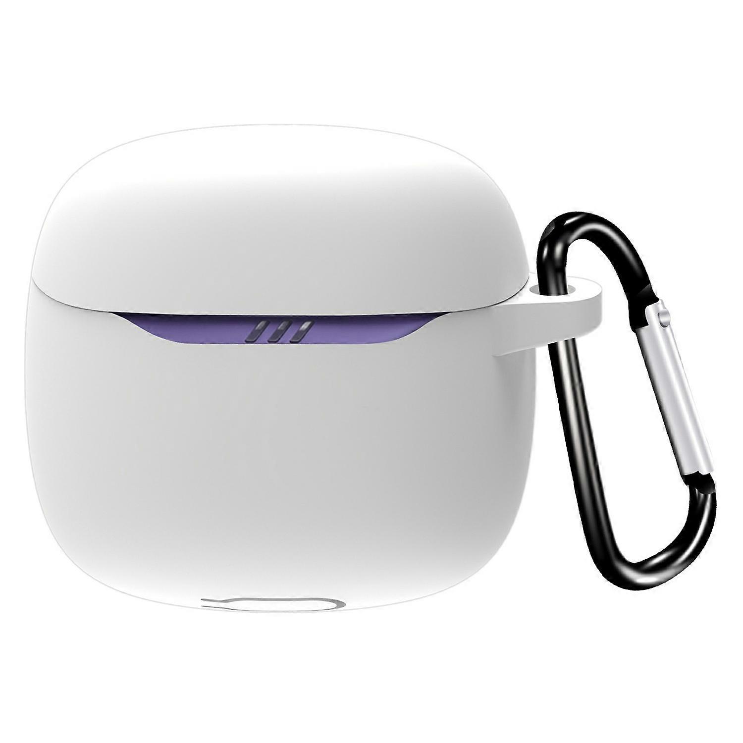 Étui de protection en silicone avec crochet pour écouteurs Bluetooth JBL Tune Flex 2 – Blanc