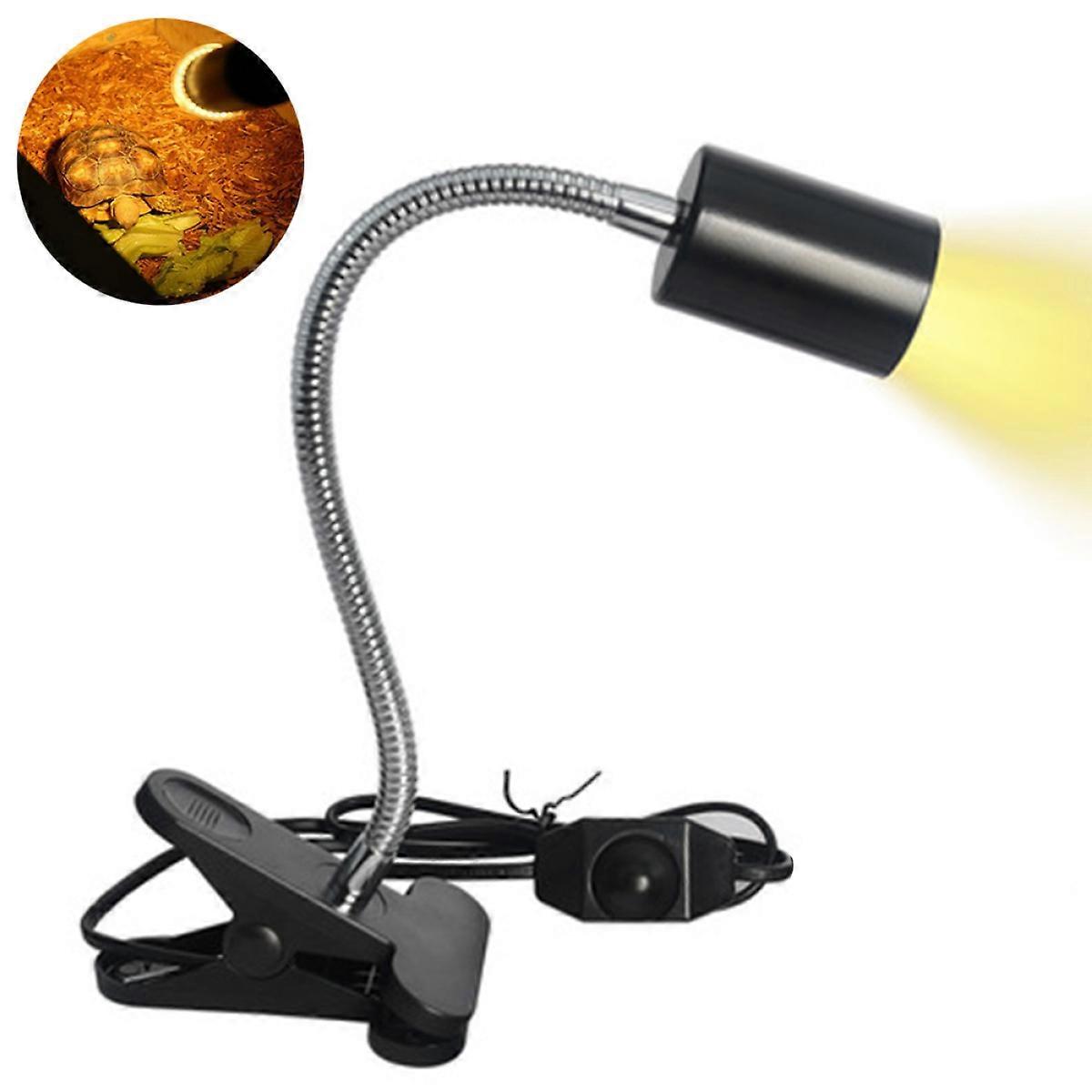 UVA UVB Reptile Heat Lamps for Amphibians, Adjustable Metal Stands with Dimmable Switch (3.0 Watt Full Spectrum Halogen Bulb), Ceramic Socket