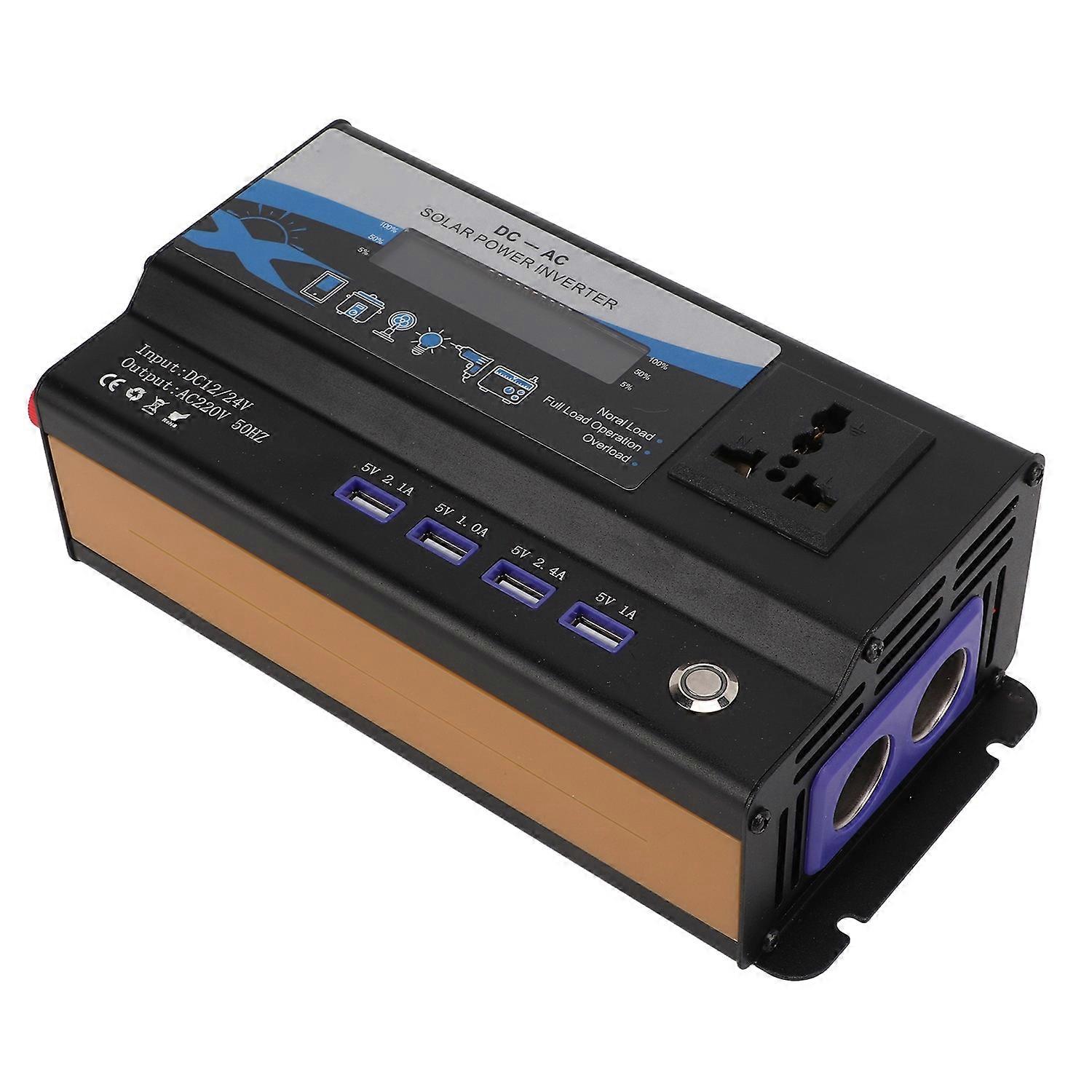 Car Power Inverter DC 12V/24V to AC 220V Modified Sine Wave 700W 4 USB Ports with Screen for Phone L