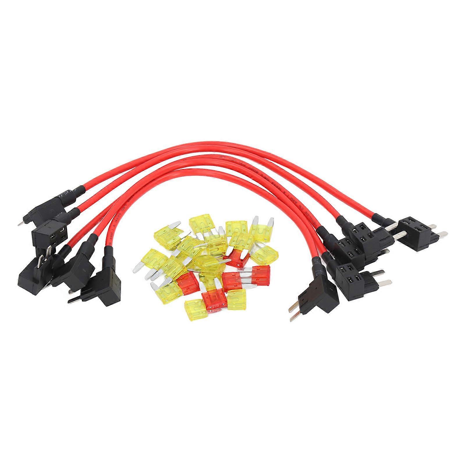 Double End Car Add Circuit Fuse Adapter Set Stable Simple Installation Blade Fuse Adapter Kit 14AWG