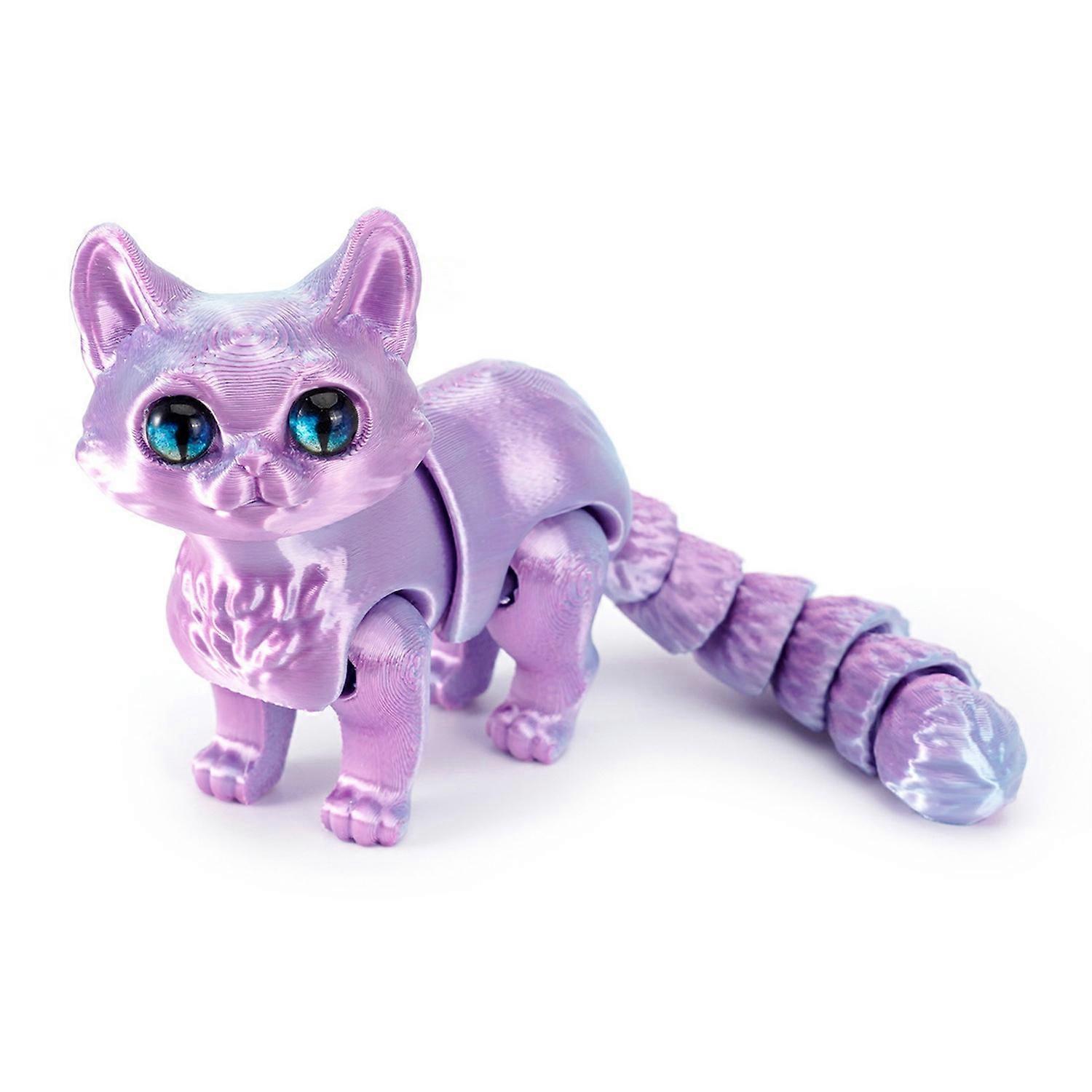 3D Printed Cat Figurine Movable Joints Cat Figure Articulated Animal Model Toy Home Office Bookshelf