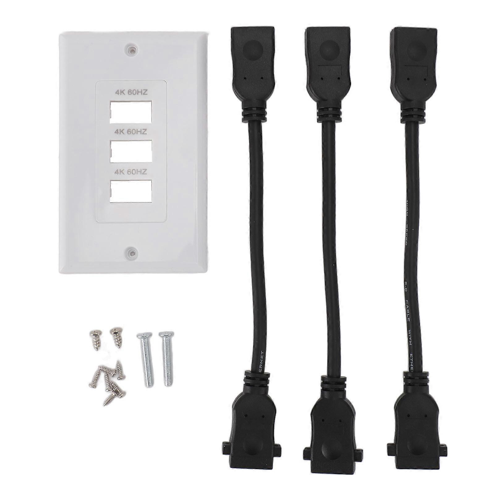 HD Optical Wall Plate 6 Port CAT6 USB C RCA Wall Plate 3840x2160 Resolution Avoid Clutter HD Multimedia Interface Wall Plate