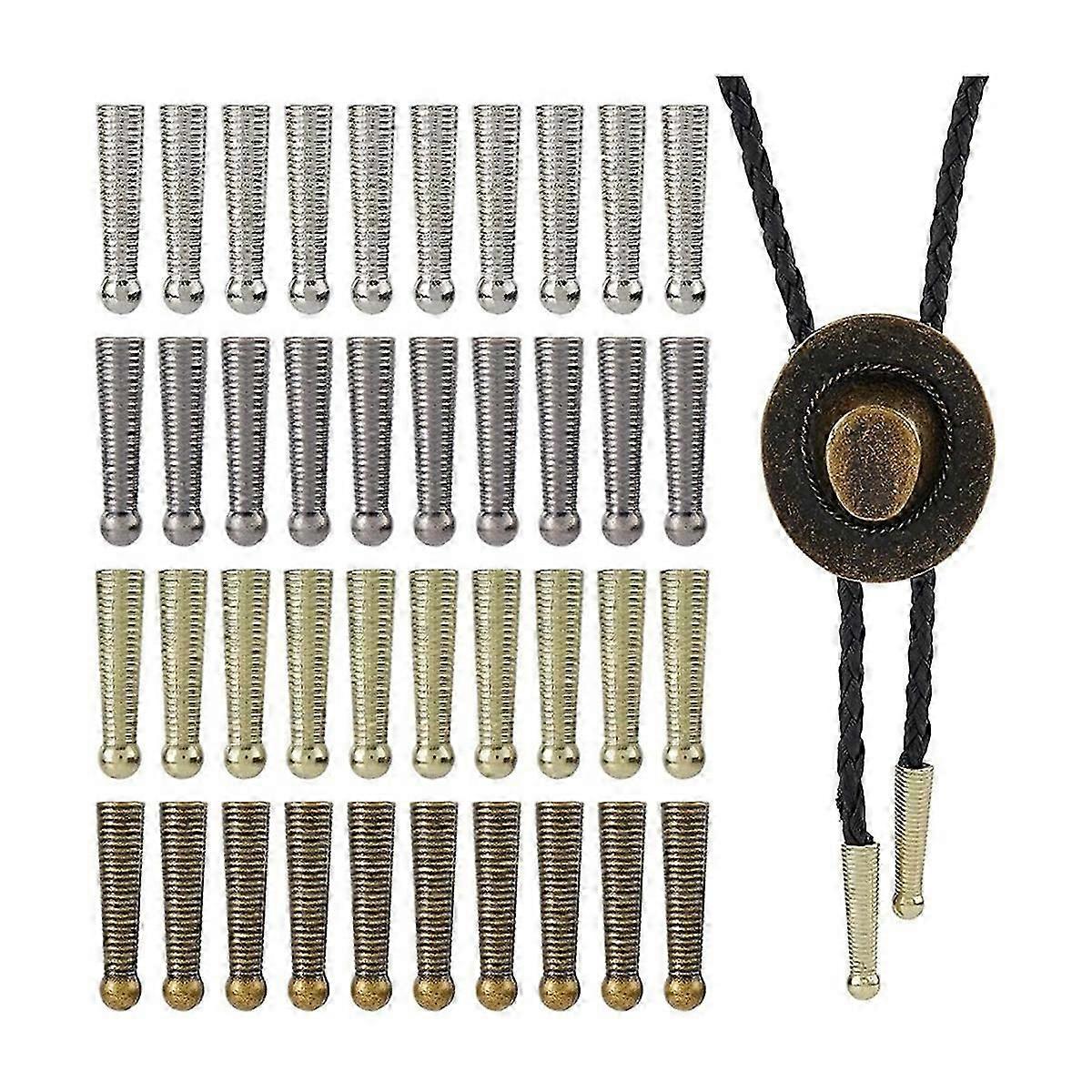 4Colors Bolo Tie Tips Bolo Tie Findings Replacement End Caps Alloy Cord End Long Cord Ends Caps for DIY Findings Clothes