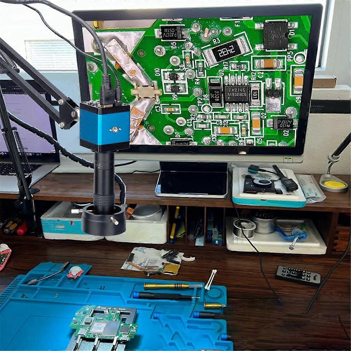 130X Full HD Camera VGA/HDMI Port Industrial Microscope EU Plug