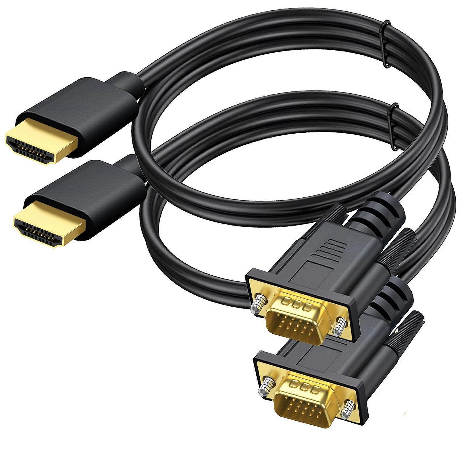 2 Pack Gold-Plated HDMI to VGA Cable for Computer Monitor Projector 6 FT