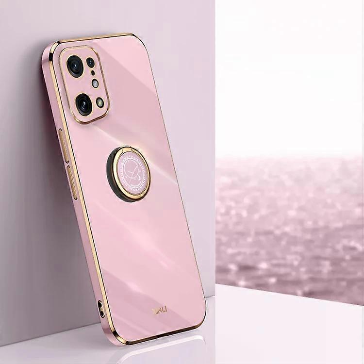 TPU Phone Case for OPPO Find X5-6D Electroplate,Ring Holder,Cherry Purple Cherry Purple