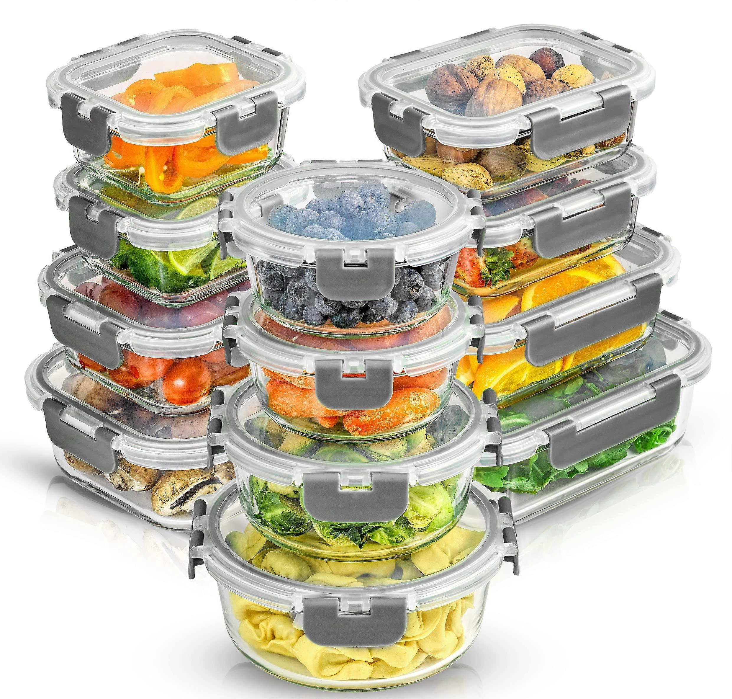 24pc Borosilicate Glass Storage Containers Set, 12 Airtight Freezer Safe Meal Prep Containers with Lids for Kitchen Organization