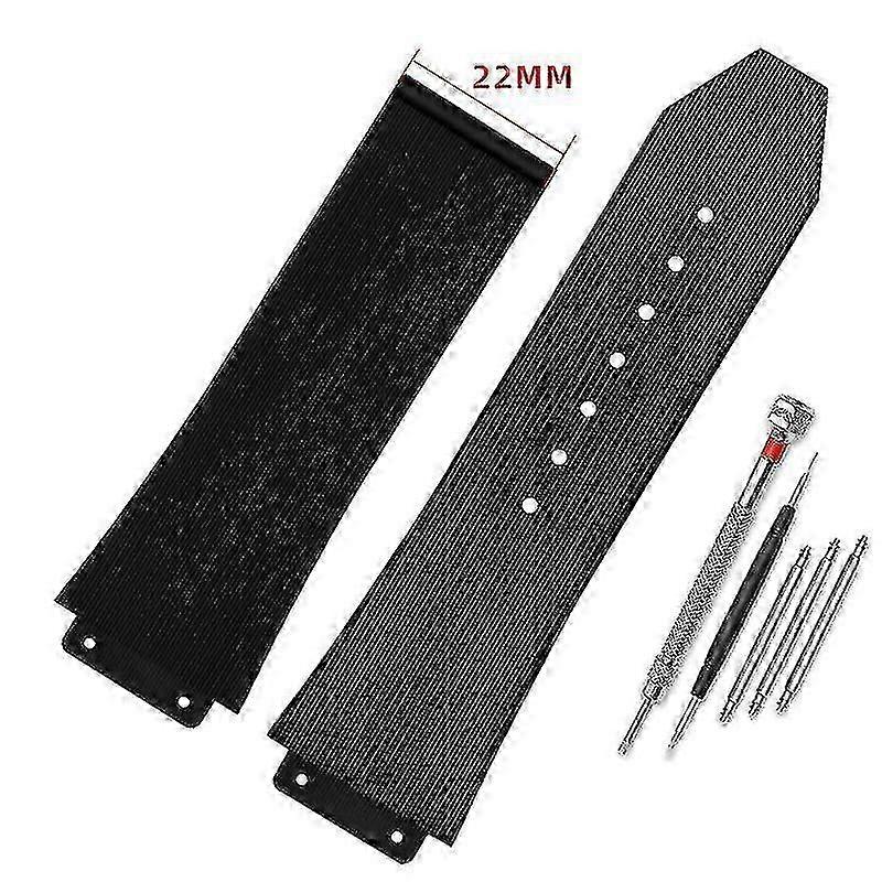 سوار معصم مطاطي مع سيليكون Hublot Big Bang 25x19mm مقاوم للماء للرجال ملحق سلسلة سوار الساعة باللونين الأزرق والأسود