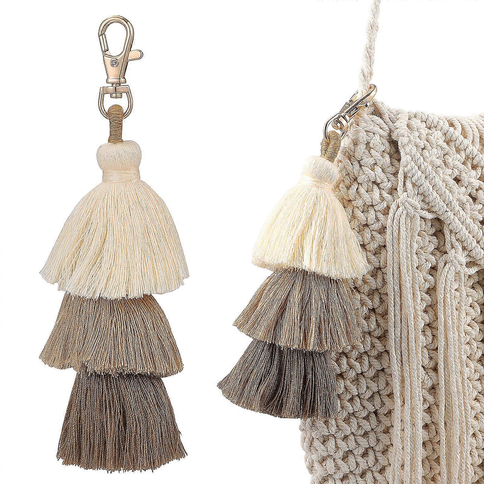 Tassels Charm for Bag Keychain Multi-layered Fringe Pendant Decoration for Wallet Purse