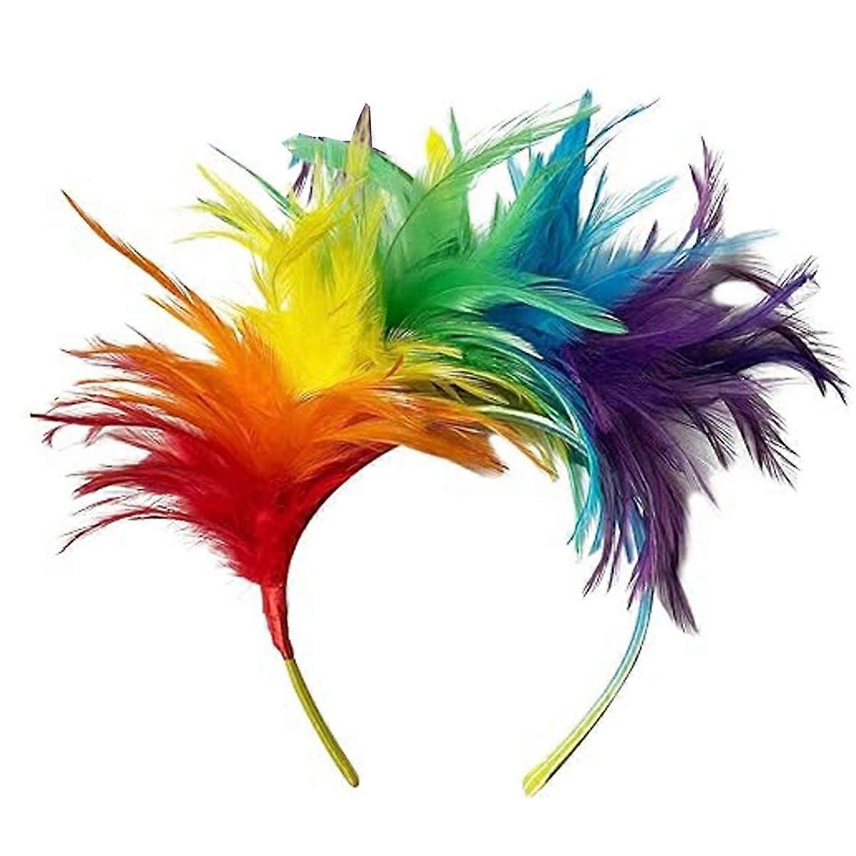 Feather Headband for Cosplay, Rainbow Design for Parties