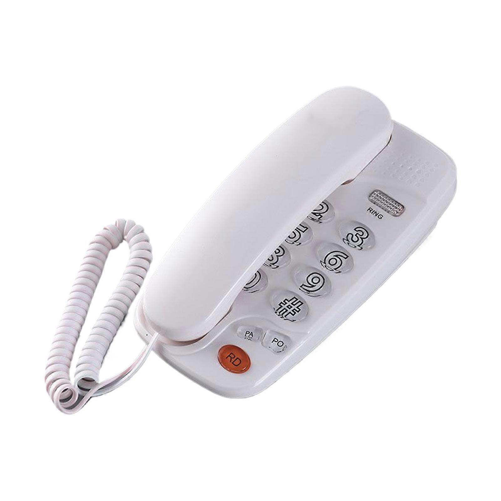 Desktop Phone English Language Desk/ Wall Mounted Telephone Fixed Landline Phones Last Number Redial for Home Offices White
