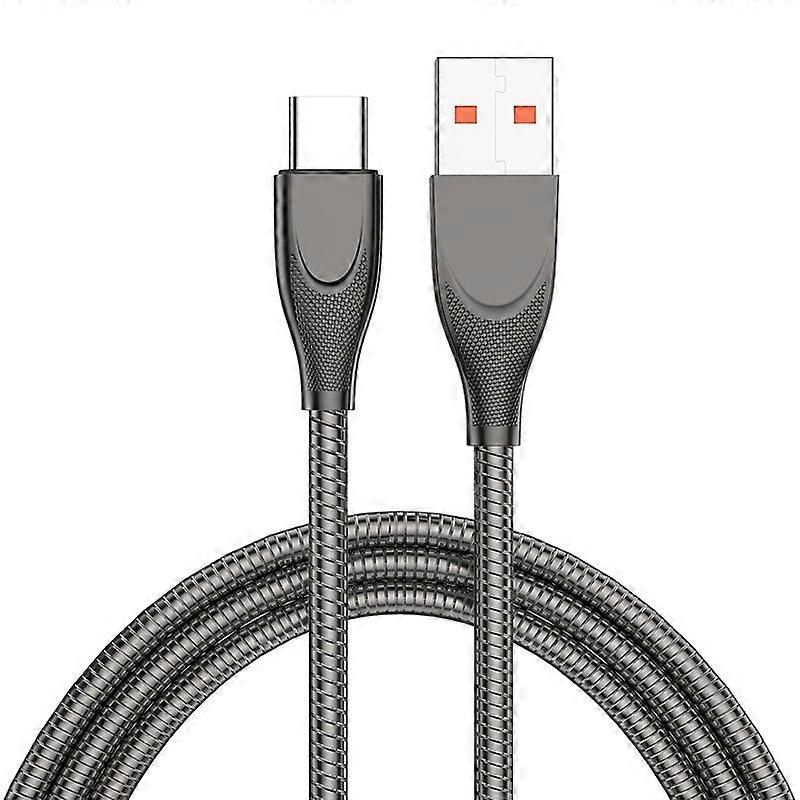 ENKAY ENK-CB132 USB to USB-C / Type-C Carbon Steel Hose Spring 6A Supper Fast Charging Data Cable, Length:1m 1m USB to Type-C