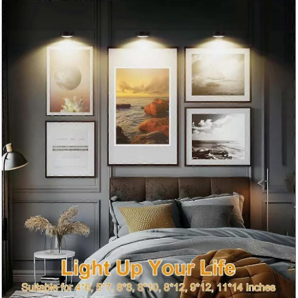Topveden Lot De 4 Lampes LED Magnétiques Pour Tableaux & Photos – Rechargeables, Gradation, Minuterie, 3 Températures + 13 Couleurs RGB – Or
