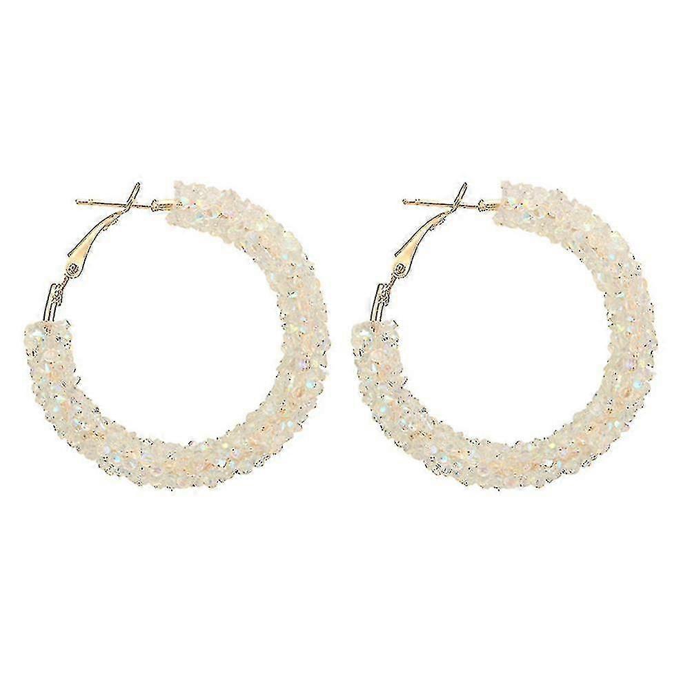 パーソナリティ シャイニークリスタルフープイヤリングファッションオールマッチ幾何学状ビッグラウンドイヤー