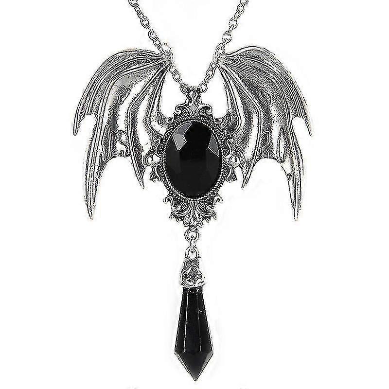 Collier pendentif en ailes de chauve-souris et en étain de pierre