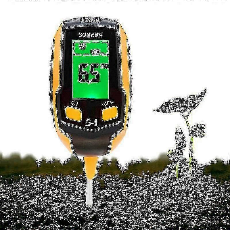 土壌PHメーター 4-in-1 土壌テスター 水分 デジタル植物温度計 鉢植え植物 庭 芝生用水分計