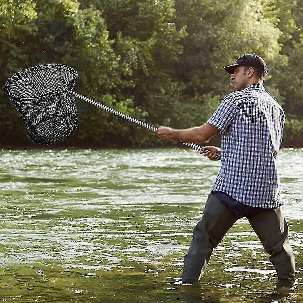 Fishing with foldable net, reusable nylon braid dip net