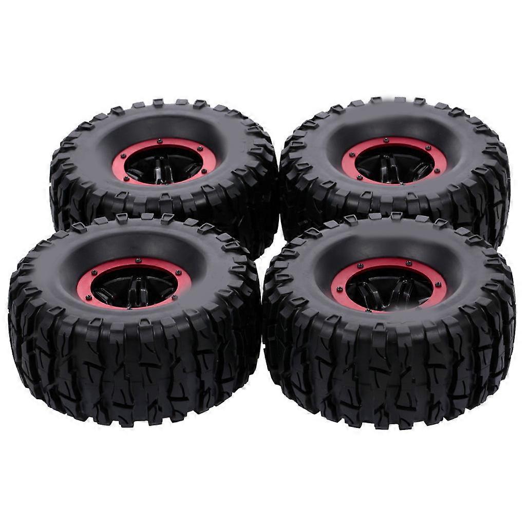 4Pcs Tyre Rock Crawler Wheel Rims with Inflatable Tube for RC Car HSP Redcat Tamiya Axial SCX10 D90 HPI RC Rock Crawler  Red