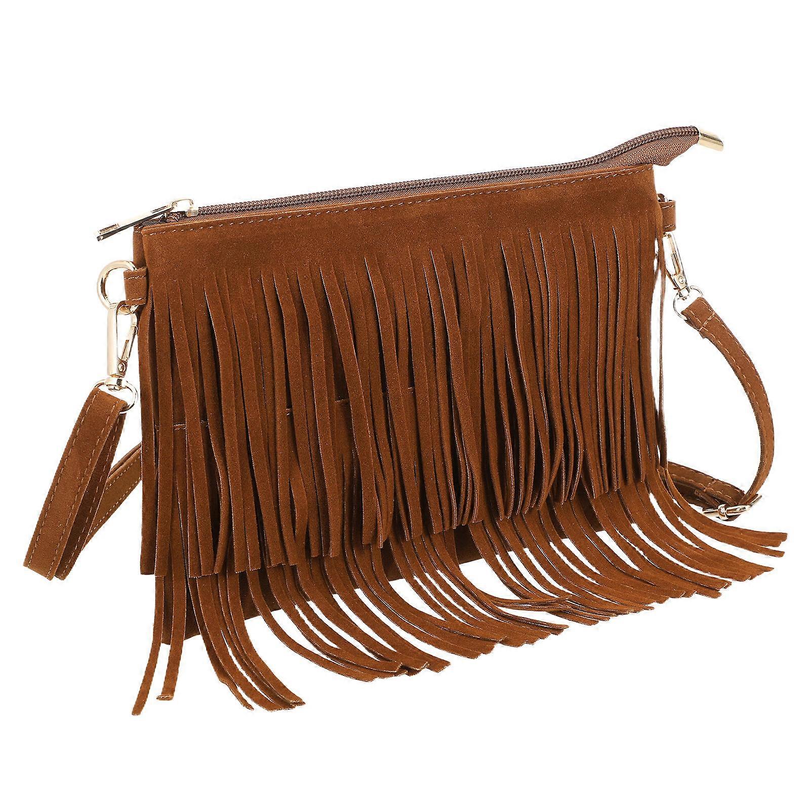 Here's a polished product description based on your input:
**Vintage Tassel Crossbody Handbag for Women – Stylish Fringe Purse with Spacious