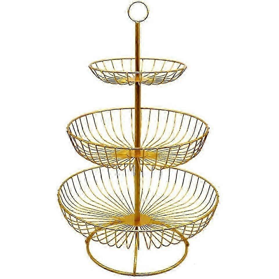Fruit Basket 3 Tier Metal Fruit Cup Vegetable Fruit Bowl Fruit Cake Display Stand for Kitchen Table