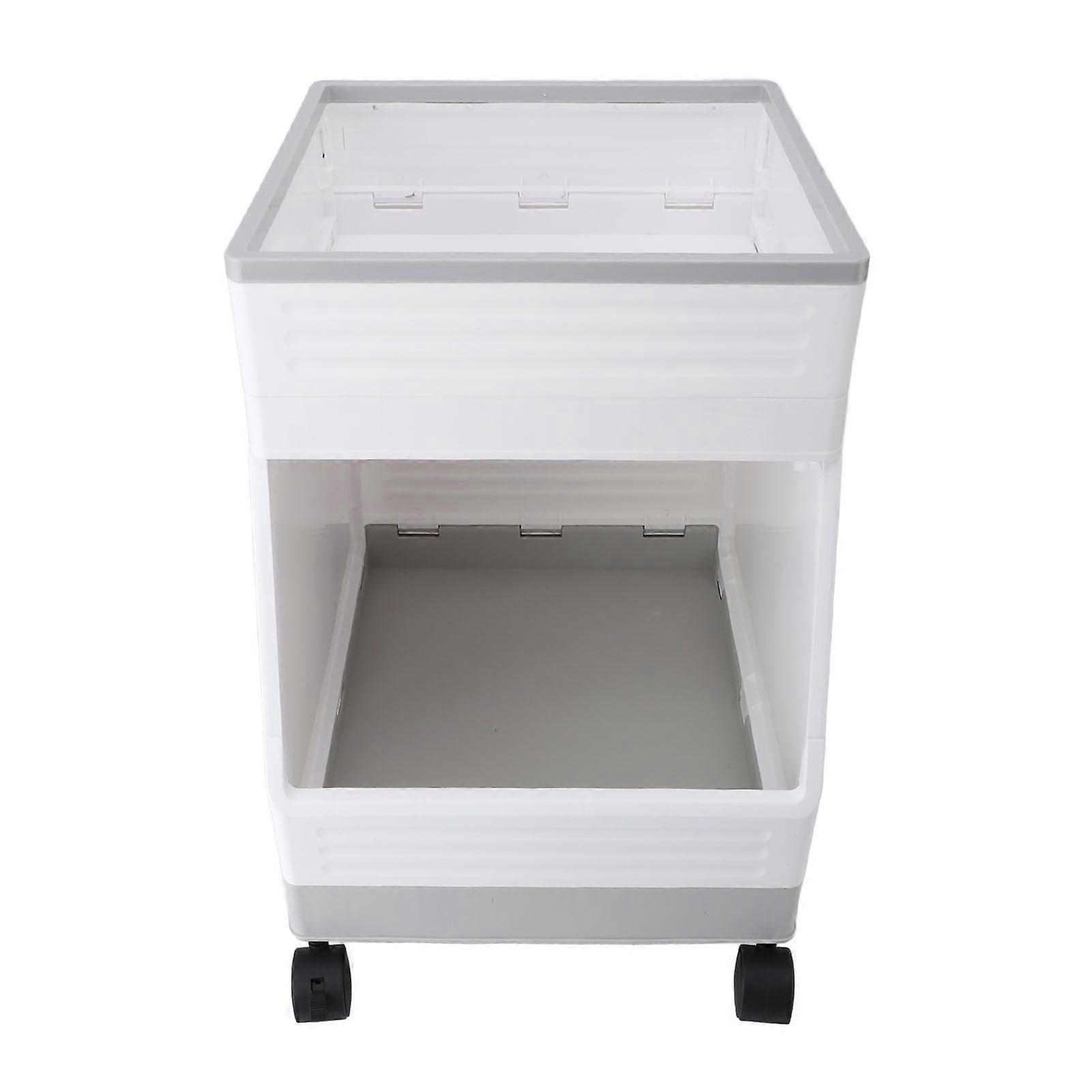 Rolling Utility Cart with 4 Wheels Multifunctional Double Layer Mobile Storage Cart for Kitchen Bathroom Living Room Office