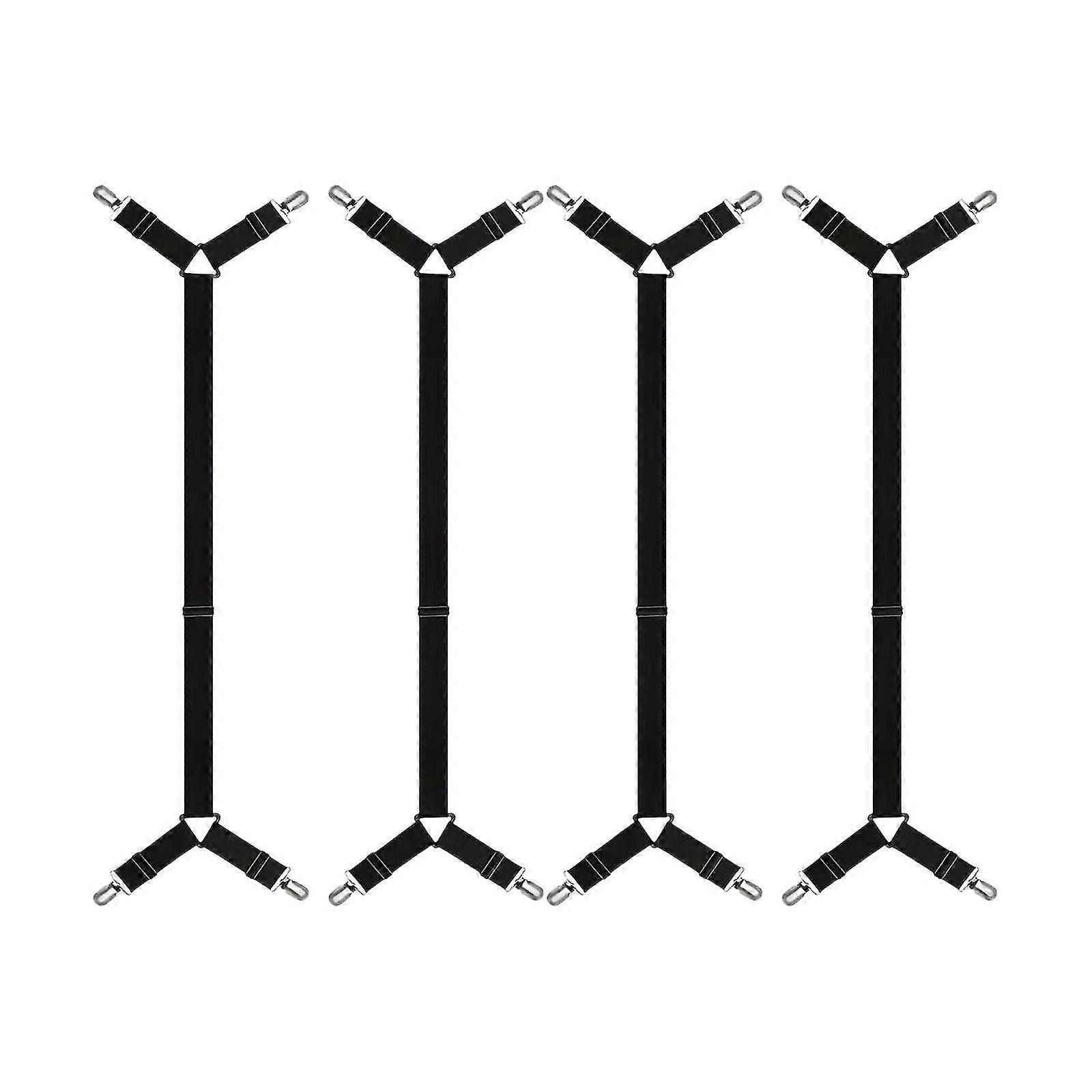 4Pcs Bed Sheet Holder Straps to Keep Mattress Pads in Place, Black Sheet Grippers for Various Mattress Types