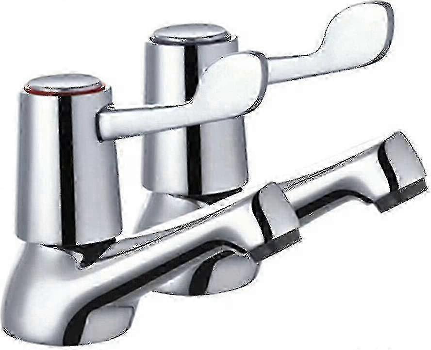 Chrome-plated bathroom basin & bathtub tap set with metal knobs p
