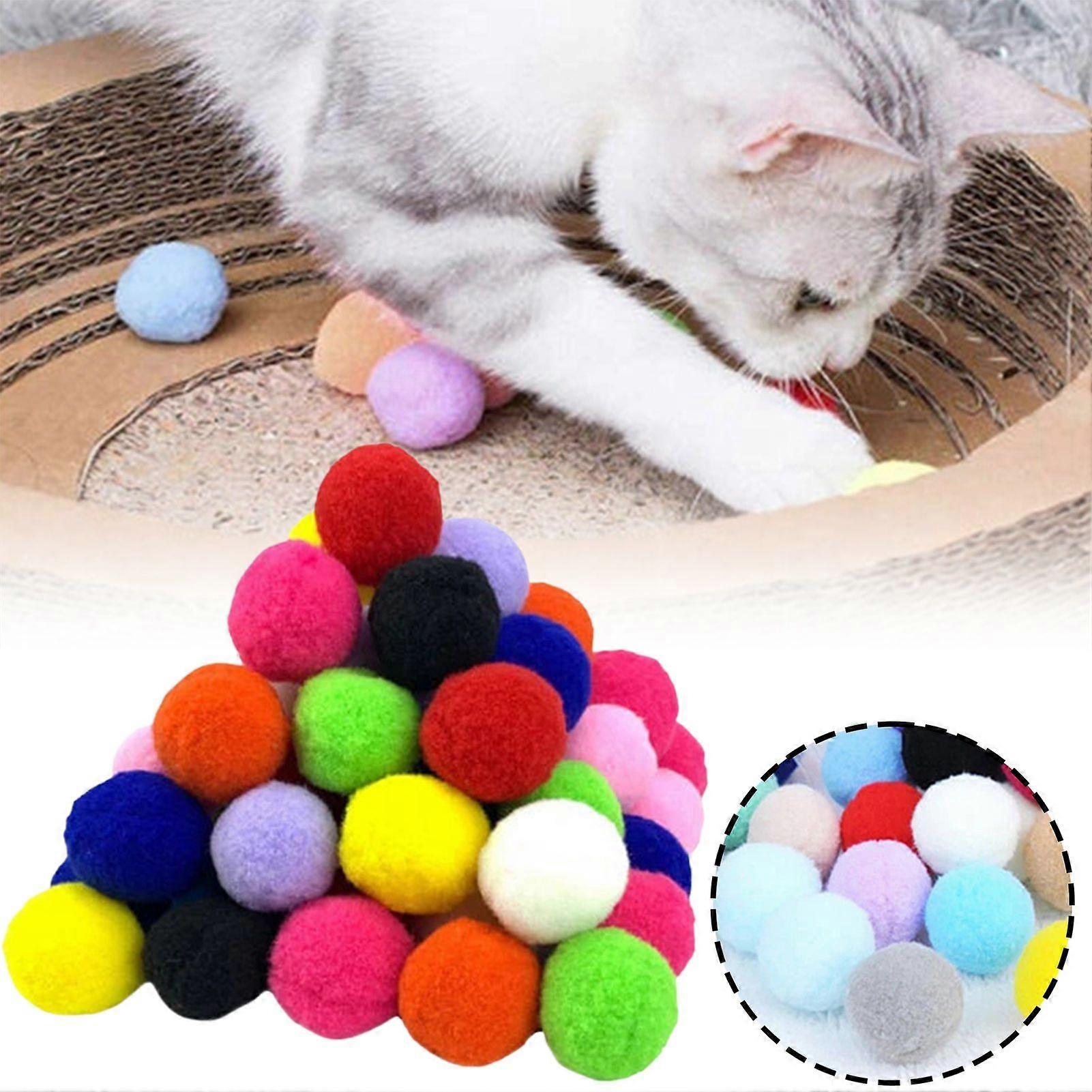 10PCS Interactive PomPom Balls for Cat, Colorful Soft Wool Felt Toys for Indoor Cats, Pet Toy Accessories, Classroom Crafts