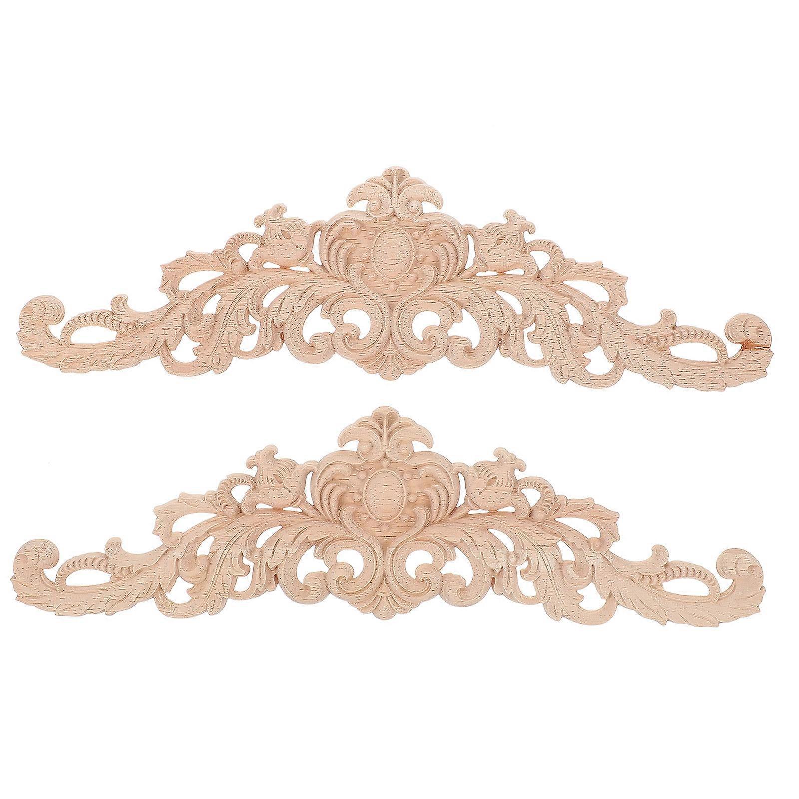 Retro Applique Decor for Home Walls and Furniture Khaki Color Durable Synthetic Material 2 Pieces