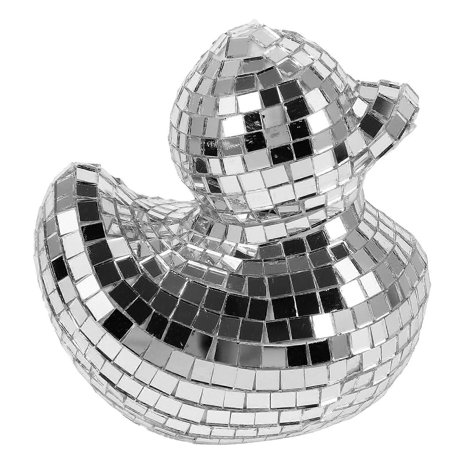 Mirror Disco Ball Duck Shape Adornment Reflective Mirror Duck Desktop Ornament