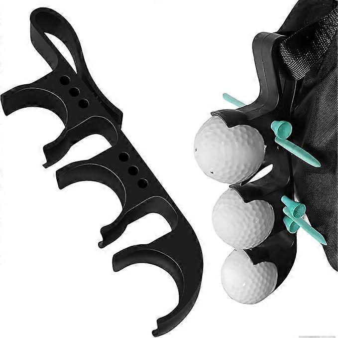 2 in 1 Golf Ball Tee Holder Quick Release Collector with Hook, Golf Accessories Portable Versatile Men Women for Club Bag Black