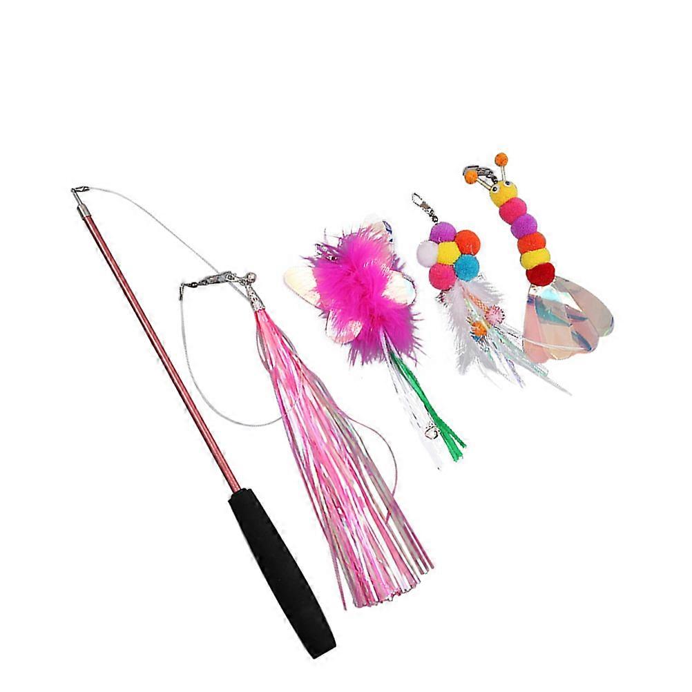 Funny Teasing Cat Wand Set For Interactive Play Strengthening The Bond 5Pcs