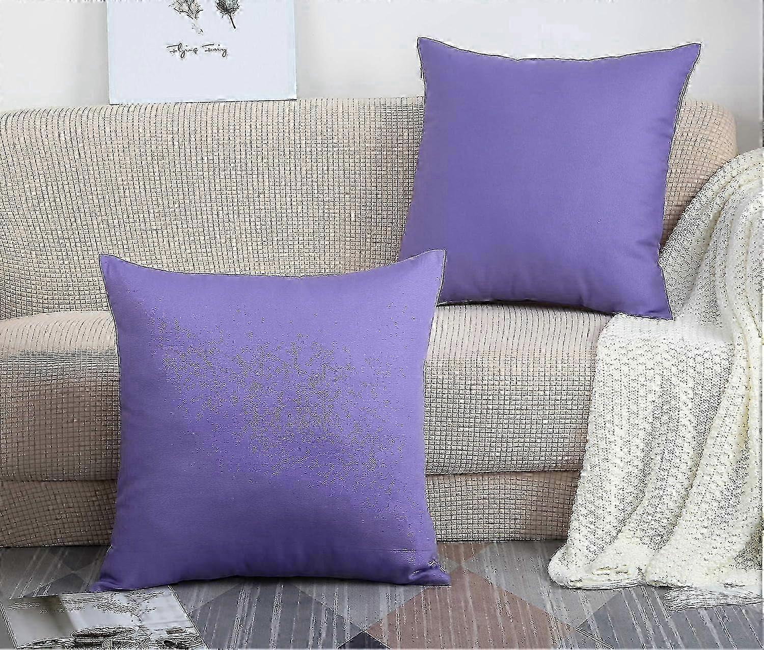 Handmade Decorative Solid 100% Cotton Canvas Throw Pillow Covers/Pillow Shams, Suitable for 18x18 Decorative Pillows, in Violet Color