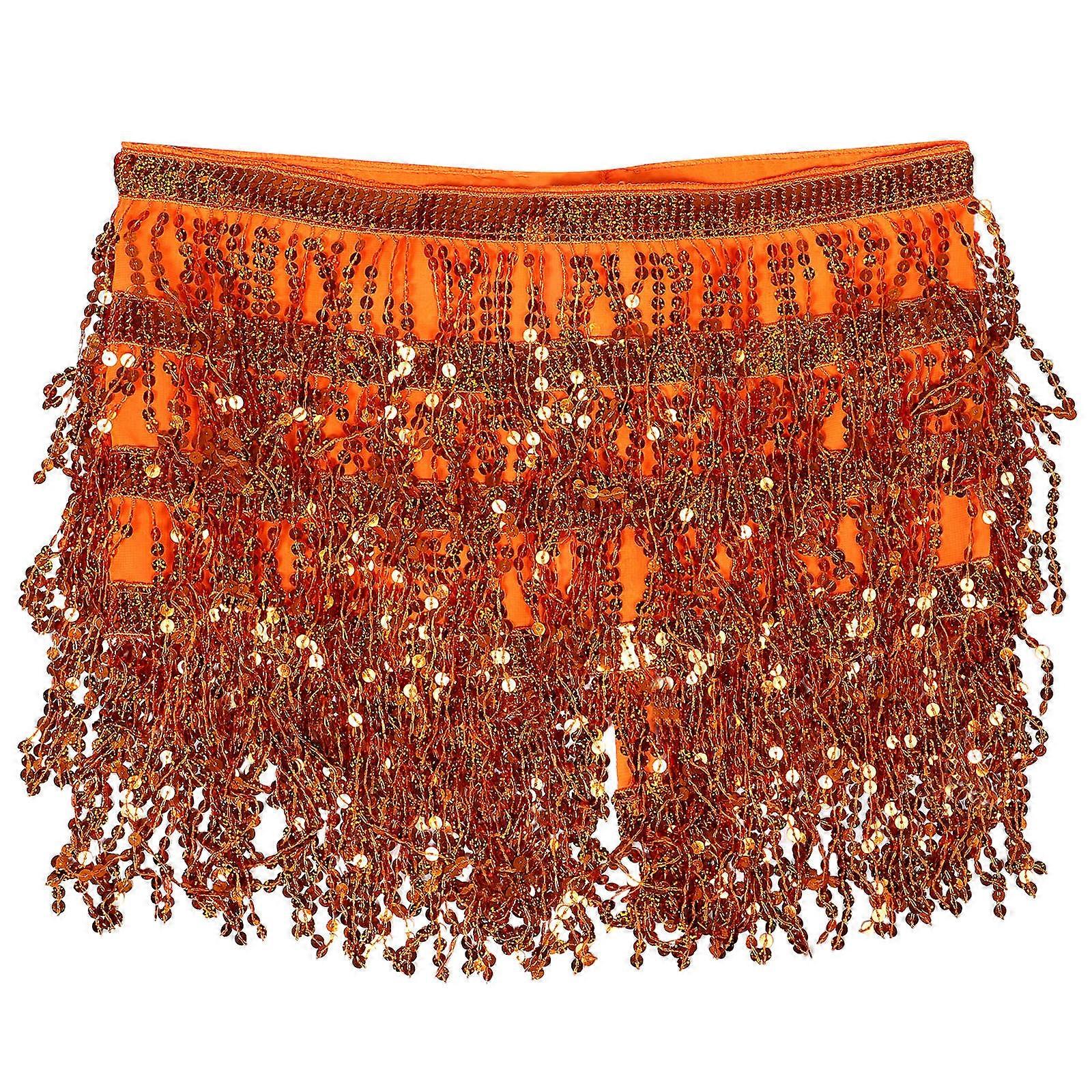 Hip Scarf With Fringe For Performances Delicate Dance Accessories Orange 78.00X38.00X0.20cm Enhance Dance Moves 1Pcs