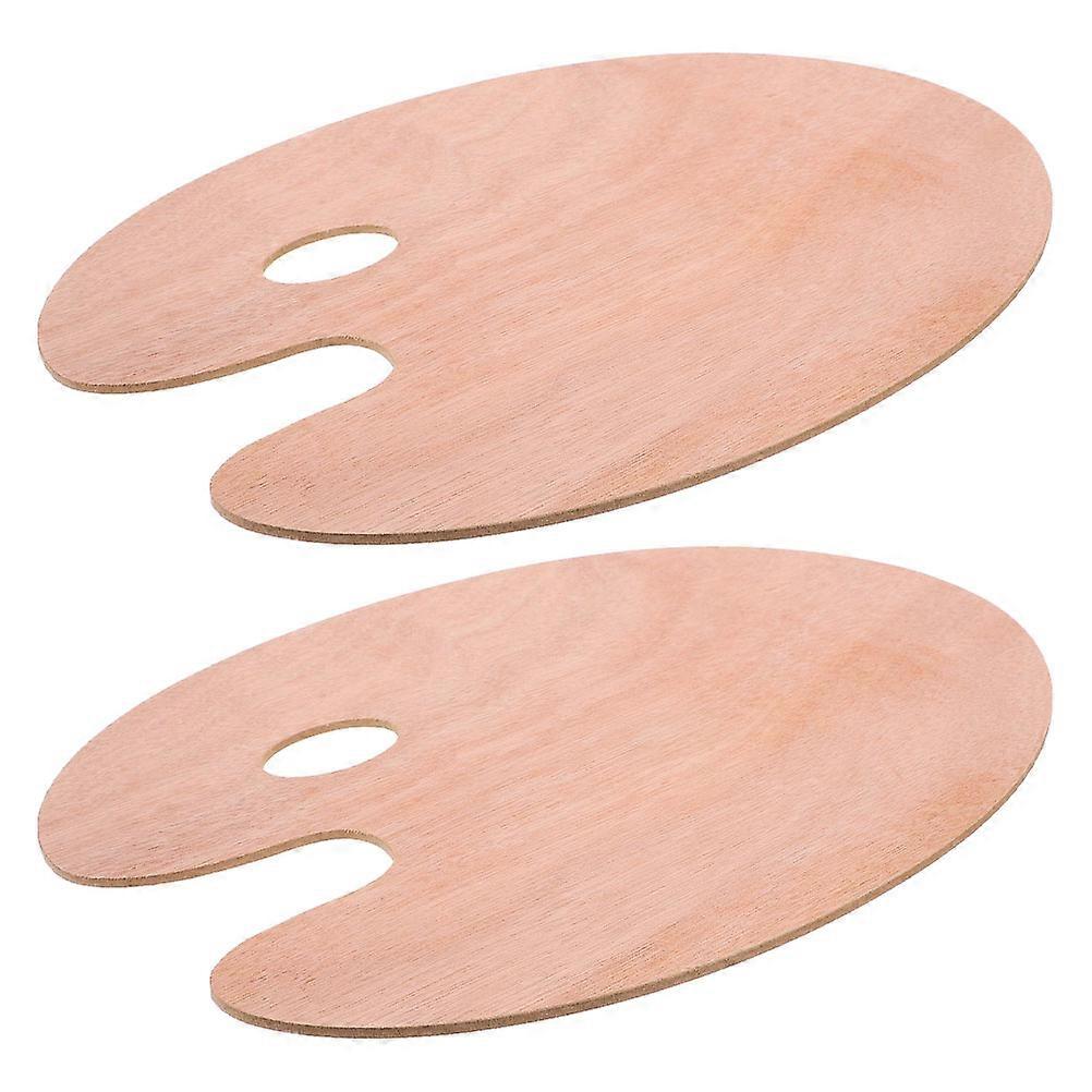 Vintage Oil Painting Frames Oval Wooden Palette For Artists Ergonomic Design Khaki 40.00X30.00X0.40cm Color Mixing 2Pcs