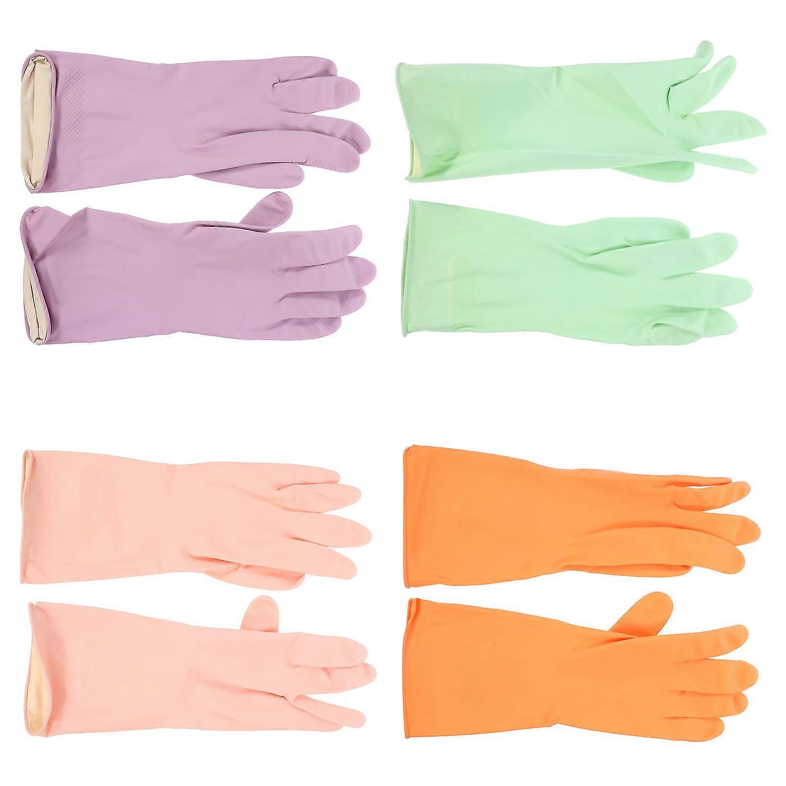4 Reusable Latex Cleaning Gloves for Kitchen & Household Use Flexible Dishwashing Gloves for Daily Cleaning Tasks