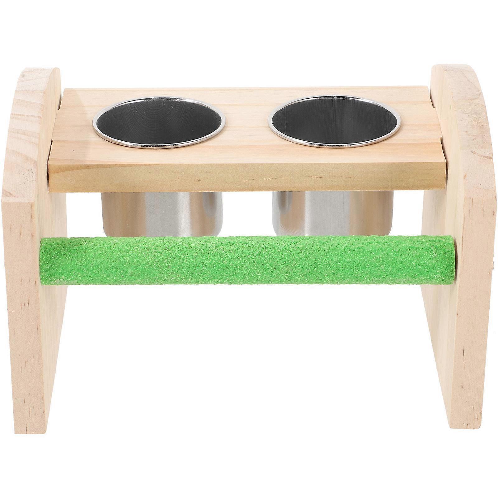 Indoor Parrot Stand Bird Feeder Stand Round Style Bird Training Home Use Wood 18x13cm Perching 1Set