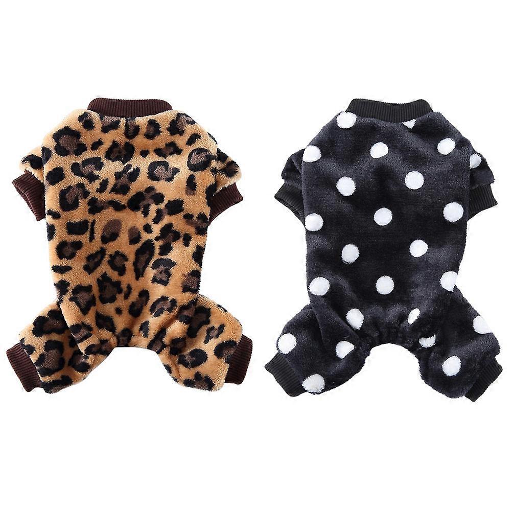 Pajamas for Small Dogs Warmth Photo Props Leopard Print L Size 2Pack