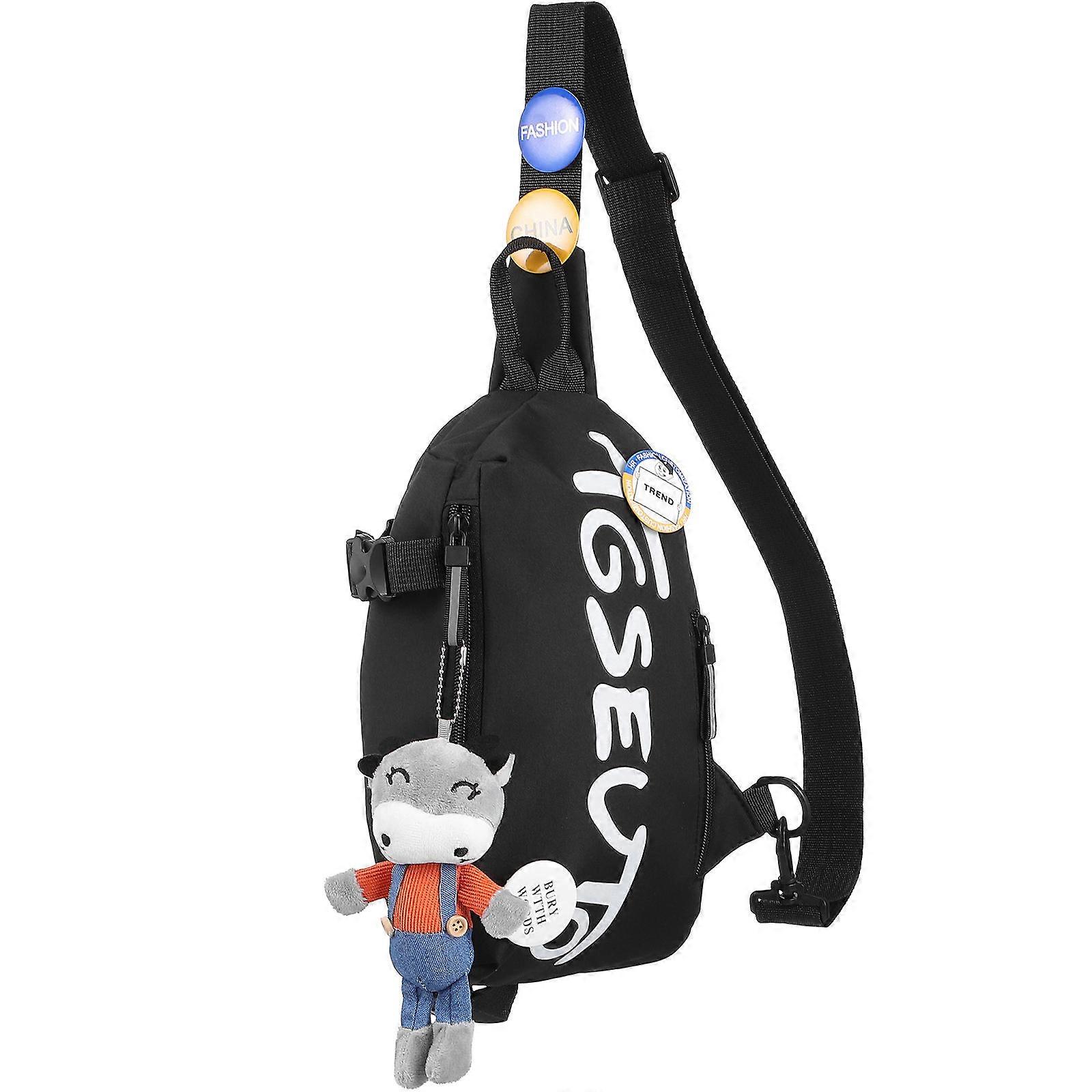 Sling Bag Crossbody Mens Chest Bag Adjustable Shoulder Strap Spacious Design Black 1Set