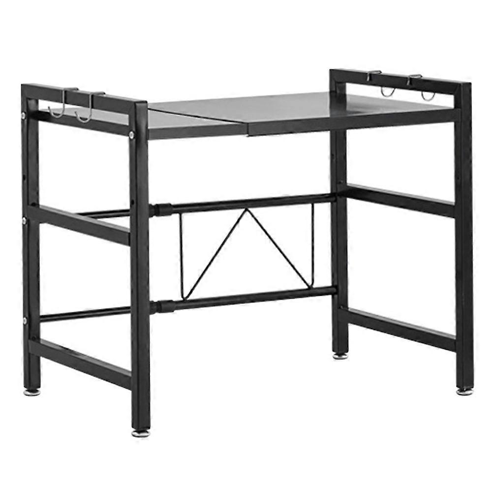 1 Pc Kitchen Storage Shelf Retractable Microwave Stand Bathroom Shelf Black